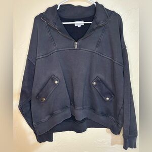 Aerie Charcoal Quarter-Zip Pullover w/Pockets
